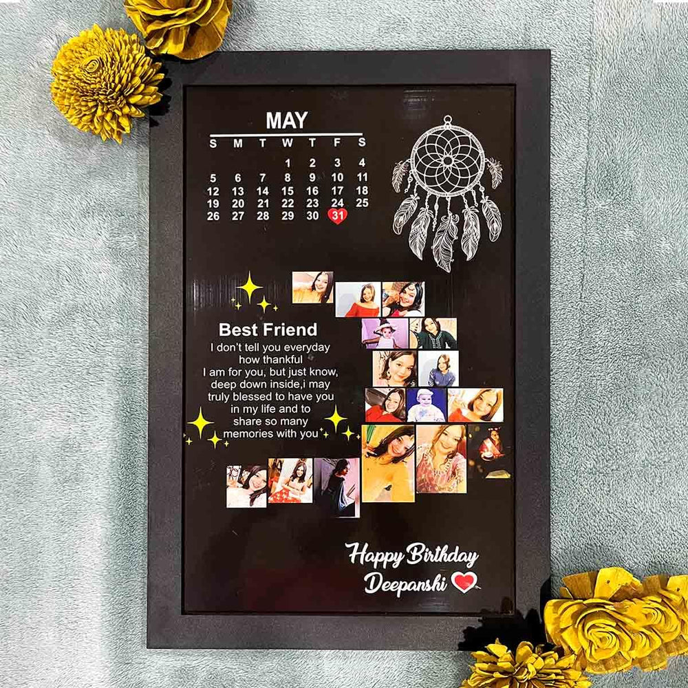 Personalized Birthday Photo Frame with Calendar & Collage (8 x 12 inches)