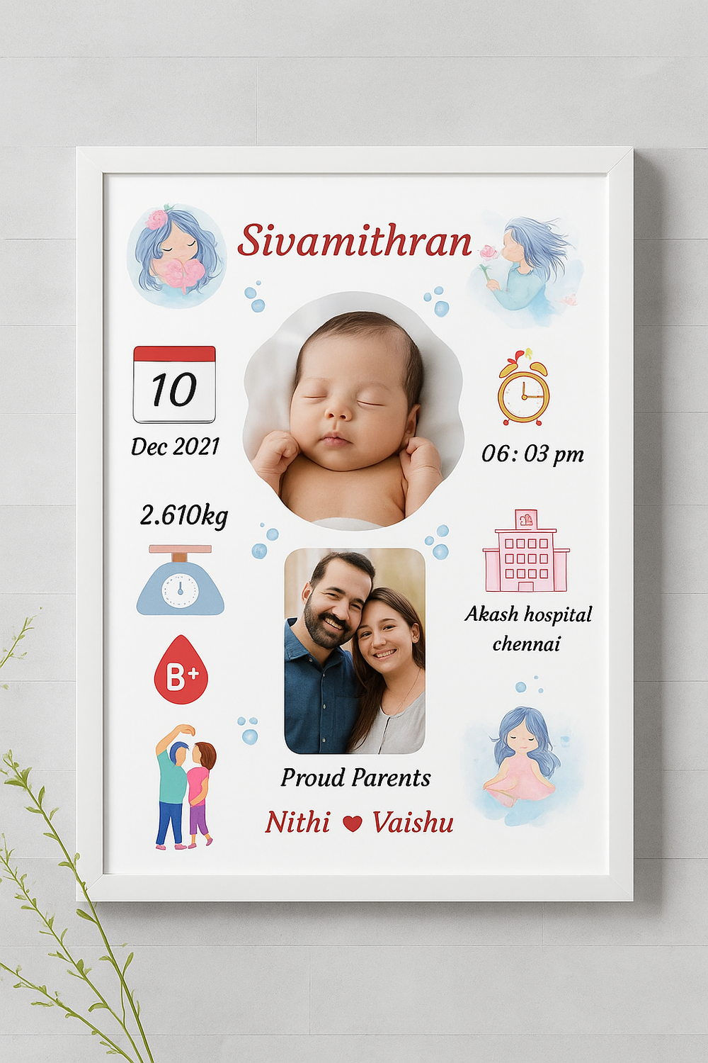 Baby Birth Personalized Frame – 8x12 inches