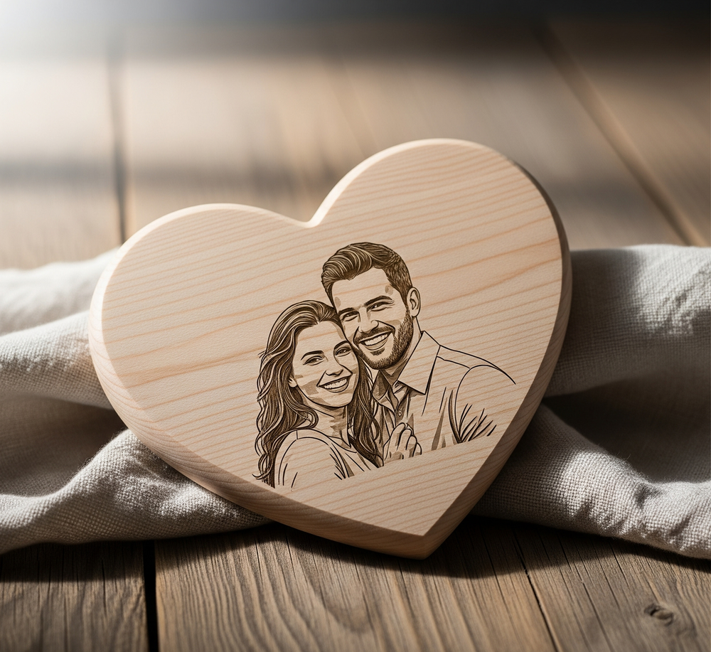 Heart Shaped Photo Wooden Plaque