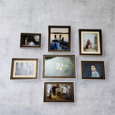 Premium Silver Brown Photo Frame Wall Set(Incl Photo Print)