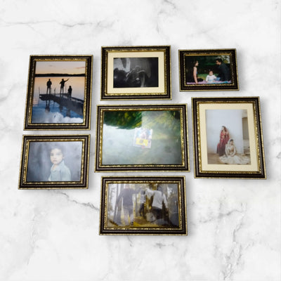 Premium Golden Border Photo Frame Wall Set(Incl Photo Print)