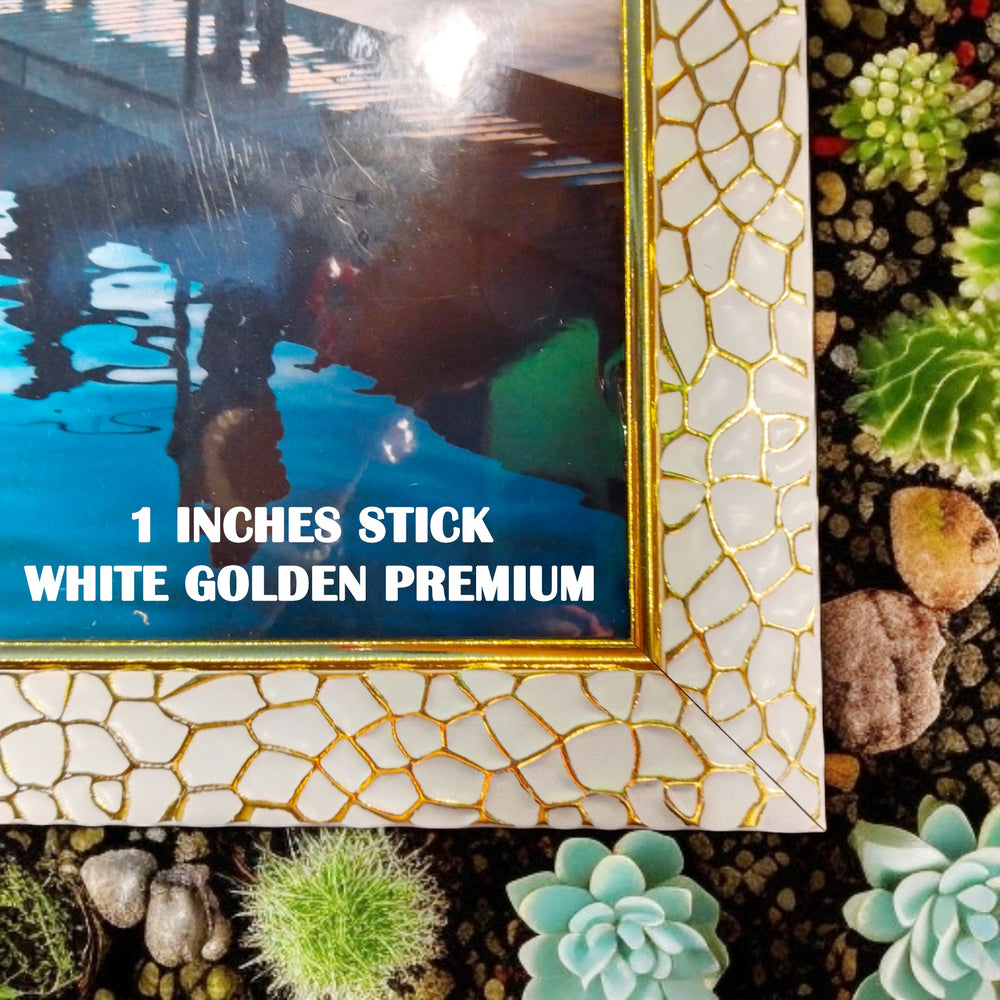 Premium White & Gold Border Photo Frame Wall Set(Incl Photo Print)